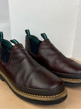 Men's Georgia Giant Wedge Romeo Work Brown Leather Slip-On Shoes Ankle Boot